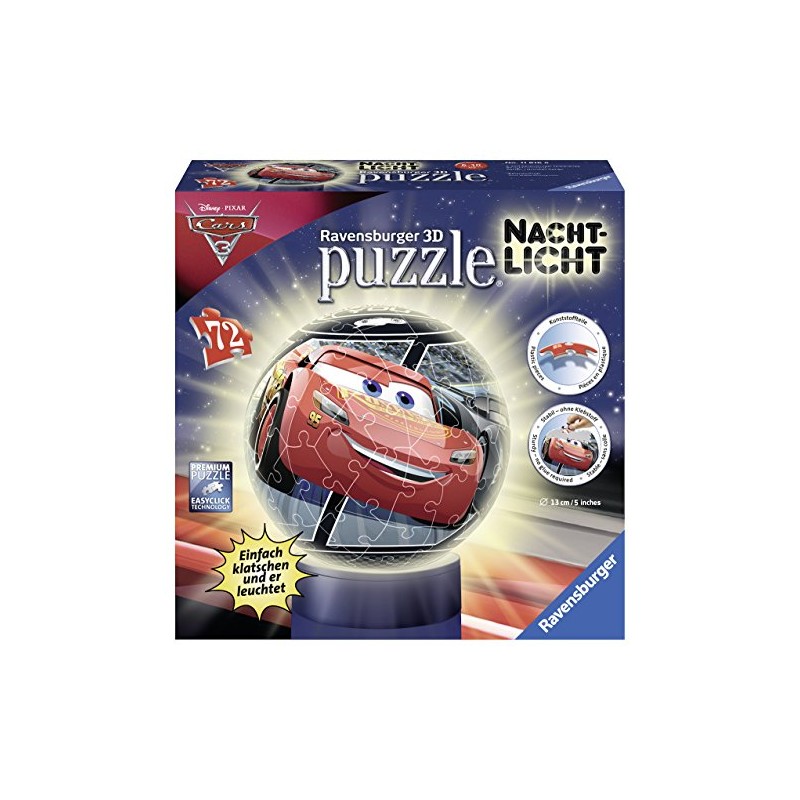 Ravensburger 3D Jigsaw Puzzle Ball with Night Light, Cars