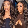 Highlight Body Wave V Part Wig Ombre Brown Body Wavy