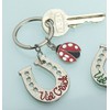 Key Chain Horseshoe with Good Luck Thereon and Ladybird Red