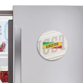 Unbranded Kingston Retro Travel Tin Sign | 4'' X 4'' Round Decorative Magnet