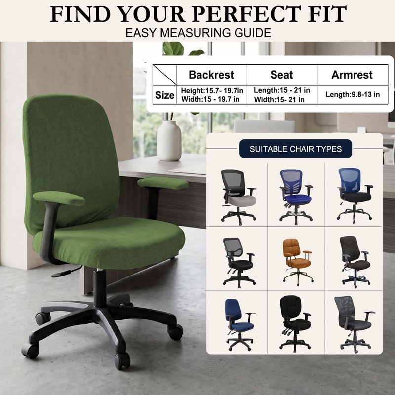 NeColorLife 4PCS Office Chair Cover Set,Desk Chair Slipcover,Matcha Green