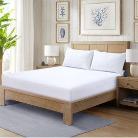 CHARKHAH Polycotton Fitted Sheet for Single Double King Super King Bed 200 Thread Count Anti Wrinkle Plain Bedding 25 cm Extra Deep Fitted Sheets Cover with Elastic Edges (White, King)