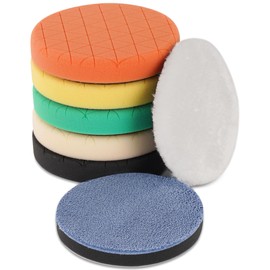 Buffing Polishing Pads, 7Pcs 6.5 Inch 165mm Face for 6Inch 150mm Backing Plate, Car Compound Buffing Sponge Pads and Woolen Pads Cutting Polishing Pad Kit for Car Polishing and Waxing