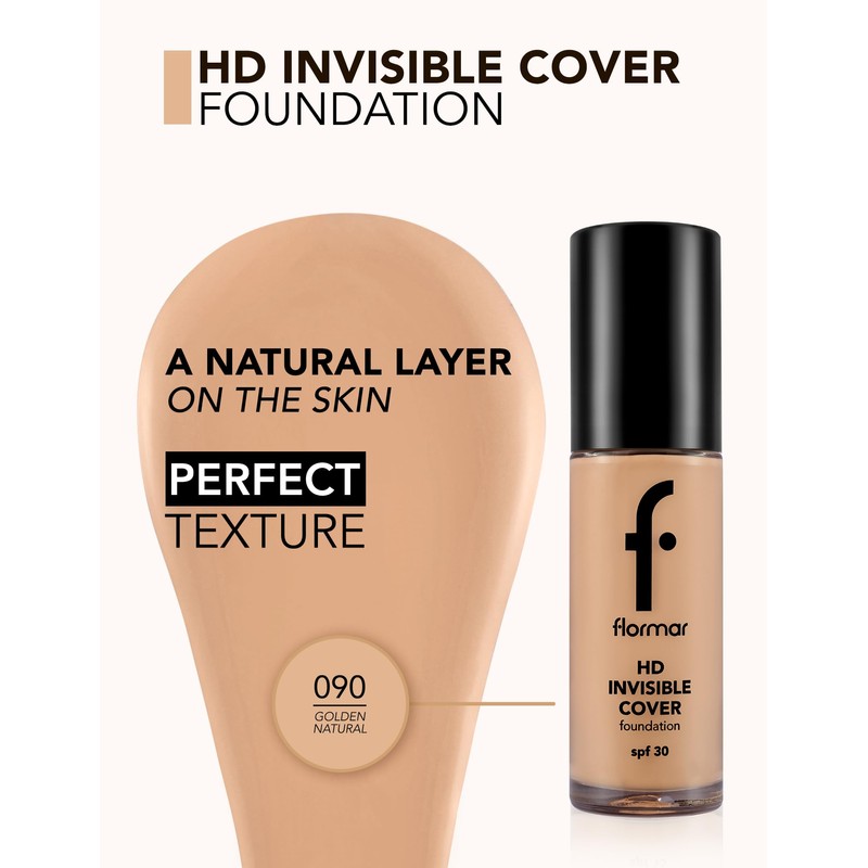 Flormar Invisible Cover HD Foundation Light Creamy Foundation for Natural