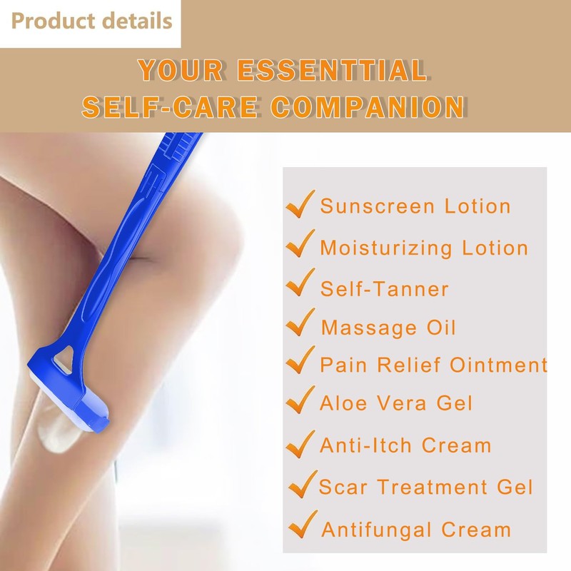 Lotion Applicator, Folding Handle with 3 Reusable Foam Rollers, Washable
