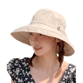UNIVERSTOCK Women's UV Hat, UV Protection, Cute, Small Face, Korea, Summer, Spring, Wide Brim, Folding, beige, Free size