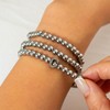 Impurain Silver Initial Cute A-Z Stretch Bead Stackable Bracelet with