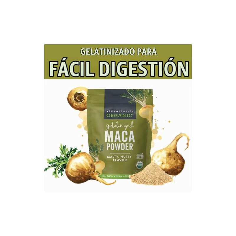 Viva Labs Organic Maca Powder: Gelatinized for Enhanced Bioavailability, Non-GMO,
