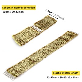 Grevosea 3 Pieces Sequin Belt Dress Belts for Women, Gold Wide Waist Belt Elastic Stretch Waistband Cinch Belt Metal Buckle for 70s 80s Costume Party Disco Party Women Girls (Gold Silver Black)