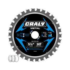 CRALY 5-3/8 Inch 30 Teeth Steel and Ferrous Metal Cutting Circular Saw Blade, 20 mm Arbor, Thin Kerf, Professional Carbide Tipped Blade for Angle Iron, Threaded Rod, EMT Conduit(C0530MC)