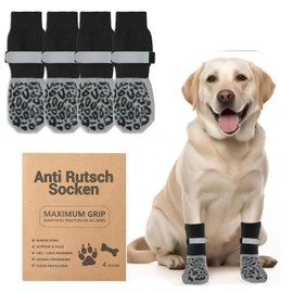 Katyjun Pack of 4 Dog Socks Non-Slip Socks for Dogs Non-Slip Socks Dog with Adjustable