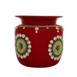 Decorative Kalash Lota Handpainted Steel Puja Kalash for Festival Decorations Wedding Decor & New Year Gifting Pooja Item Home Temple Mandir Puja Rituals Housewarming Stainless Steel Lota
