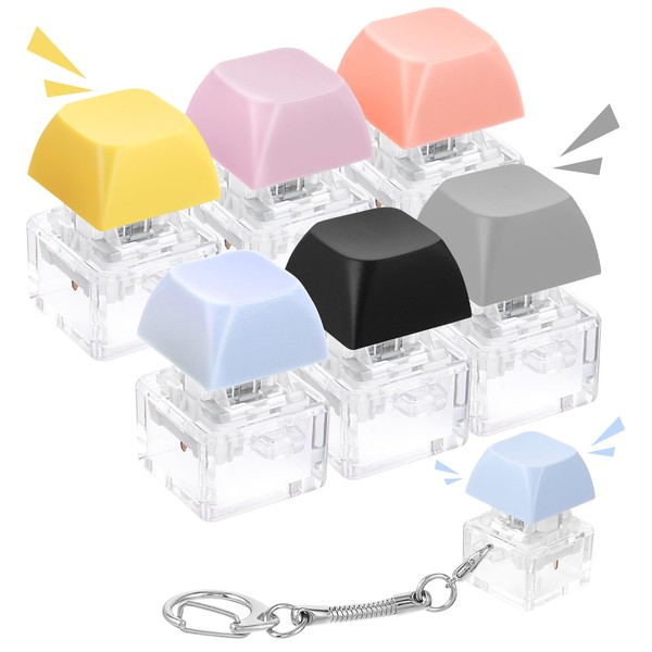 Amaxiu 6 Pcs Pastel Colors Keyboard Keychain, Green Switches Keycap
