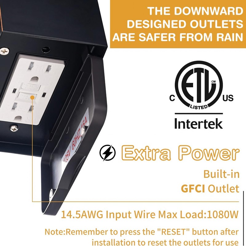 Porch Lights with GFCI Outlet, Dusk to Dawn Outdoor Lights