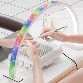 gelpal Half Moon Light for Nail Desk, 22" 48W Professionals Led Mascara Light, Desk Lamp for Lash Eyelash Extension, Makeup lamp, Color Temperature 2700K-6000K, Salon&Home(Multicolored Diamond)