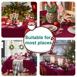 Hiasan Burgundy Rectangle Tablecloth - Waterproof and Spillproof Washable Fabric Table Cloth for Dining Room Kitchen Party and Outdoor, 70 x 108 Inch