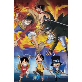 POSTER STOP ONLINE One Piece - Manga/Anime TV Show Poster (Ace, Sabo & Luffy) (Size: 24" x 36") (Black Poster Hanger)