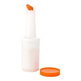 Restaurantware 1 qt Plastic Quick Pour Storage Container Bottle - with Orange Spout and Lid - Bar Storage Bottle - 3 1/2" x 3 1/2" x 13" - 1ct Box - Bar Lux