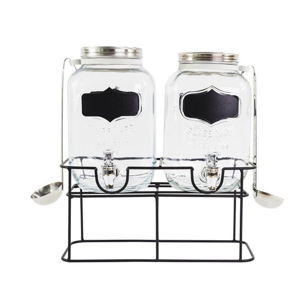 1 Gallon Glass Drink Dispenser with Stand & Stainless Steel