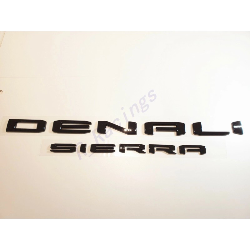 GMC 2PCS Gloss Black DENALI Sierra Emblems Letters Fit GMC