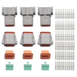 SanilParts 3 Sets 8 Pin Way DT Series Connector, DT04-8P DT06-8S Waterproof Connector, 13 Amps Continuous 14-18 AWG Electrical Wire Connector