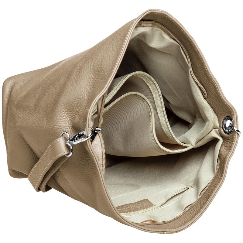 Caspar TL803 Classic Elegant Women's Leather Handbag, taupe, One size