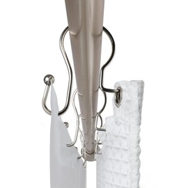 Shower Hooks - Double Shower Curtain Rings for Bathroom - Rust Resistant Shower Curtain Hooks for Shower Curtain or Liner - Shower Curtain Rings with Crystal Design - Set of 12, Brushed Nickel