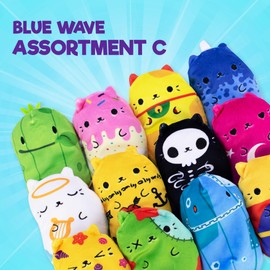 Cats vs Pickles 12pk Mystery Bags Blue Wave C 4" Bean Filled Plushies for Advent Calendars | Blind Bags for Girls and for Boys | Surprise Bean Collectibles | Mystery Bag for Kids & Adults | 12-pack