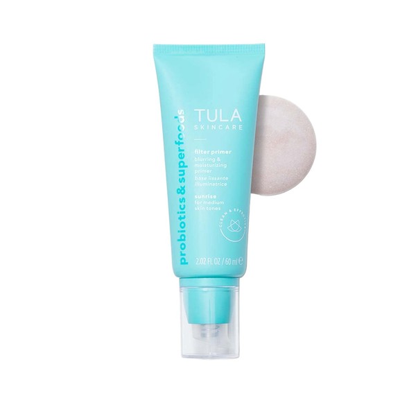 TULA Skin Care Face Filter Blurring and Moisturizing Primer | Smoothing Face Primer, Evens the Appearance of Skin Tone & Redness, Hydrates & Improves Makeup Wear (Supersize, Sunrise)