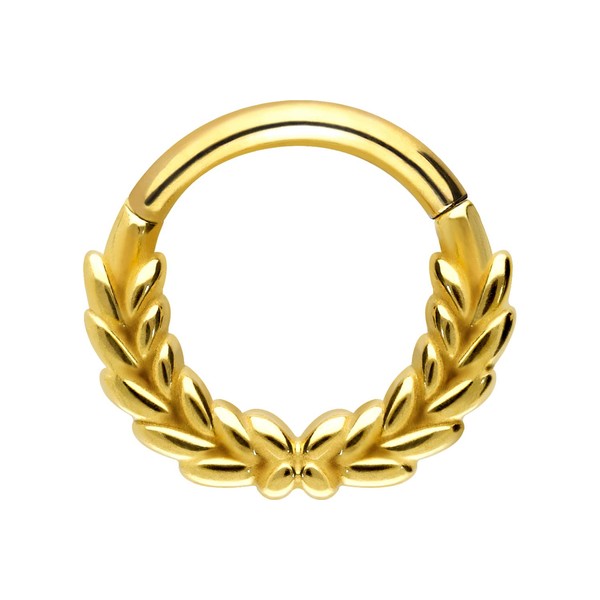 PIERCINGLINE Surgical Steel Segment Ring Clicker | Laurel Wreath |