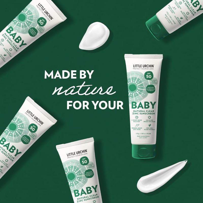 Little Urchin Natural Baby Sunscreen Clear Zinc Spf 50 100g