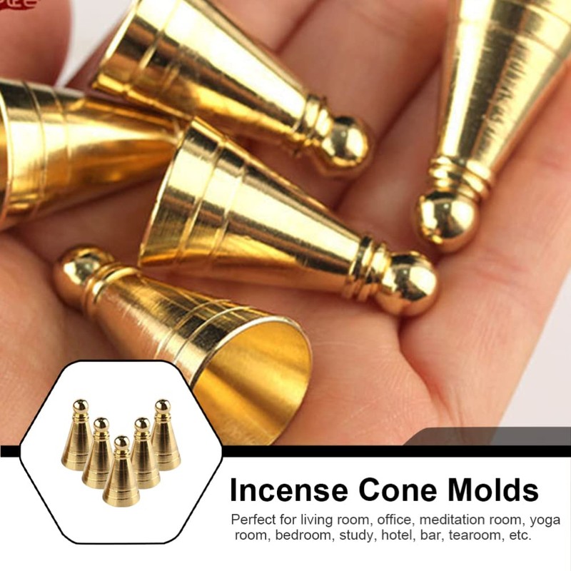 Brass Incense Cone Mold Kit - 5Pcs Golden Cone Incense
