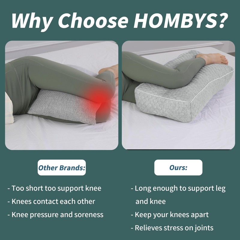HOMBYS Shredded Memory Foam Knee Pillow for Side Sleepers, 5.5"