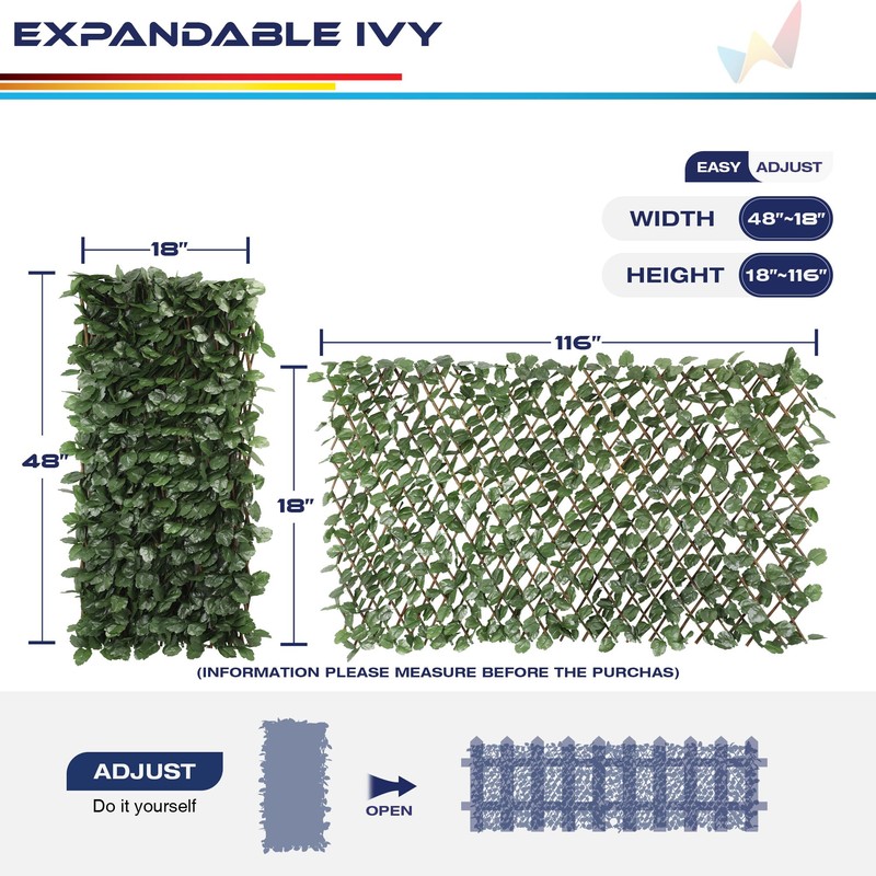 Windscreen4less Artificial Expandable Ivy Leaf Faux Leaves Privacy Fence Screen