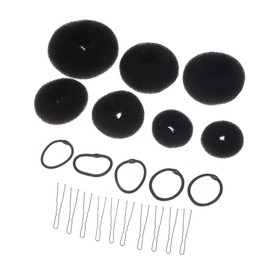 WOONEKY 22Pcs Bun Shaped Clips Elastic Hair Ropes for Stylish Updos for Dance Everyday Hairstyles Black Hairdressing Accessories