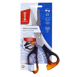 Amex Mebobe Office Scissors, Multi-Purpose Stainless Steel Office Scissors with Comfortable Grip, Rustproof Scissors, Multifunctional Scissors, Design Universal Scissors, Amber 17.5 cm