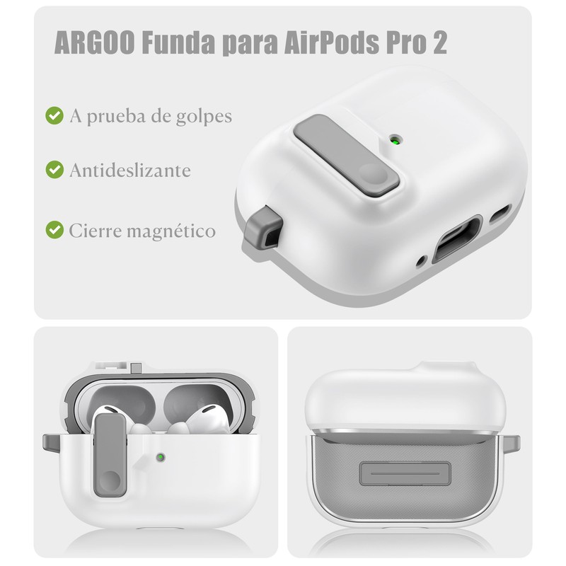 ARGOO Funda para AirPods Pro 2 Cierre Magnético Expulsión Automática,