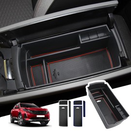 BIBIBO Storage Box for Peugeot 3008 5008 GT 2016-2022, Centre Console Organiser with Non-Slip Mat, Glove Box, Console Shells Armrests, Armrest Rest Accessories