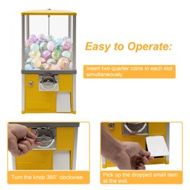25 Cents Coin Operated Vending Machine, Commercial Gumball Machine, Toy Capsule, Vending Machine, Dispenser Prize Machine, Candy Machine Dispenser for Small Candy, Nuts, Feed (Yellow)