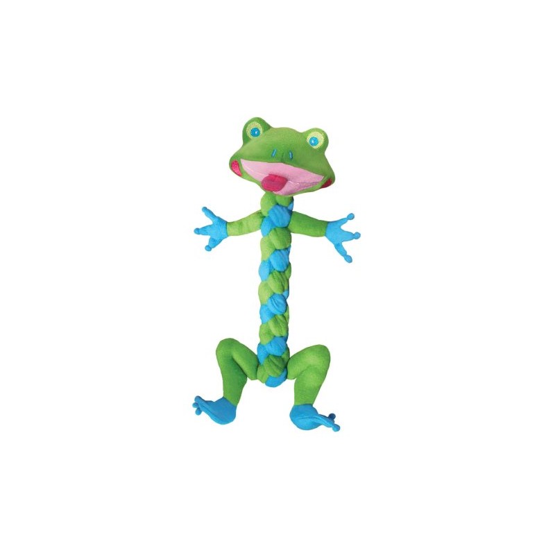 KONG BraidZ Frog Dog Toy, Medium (Colors Vary)