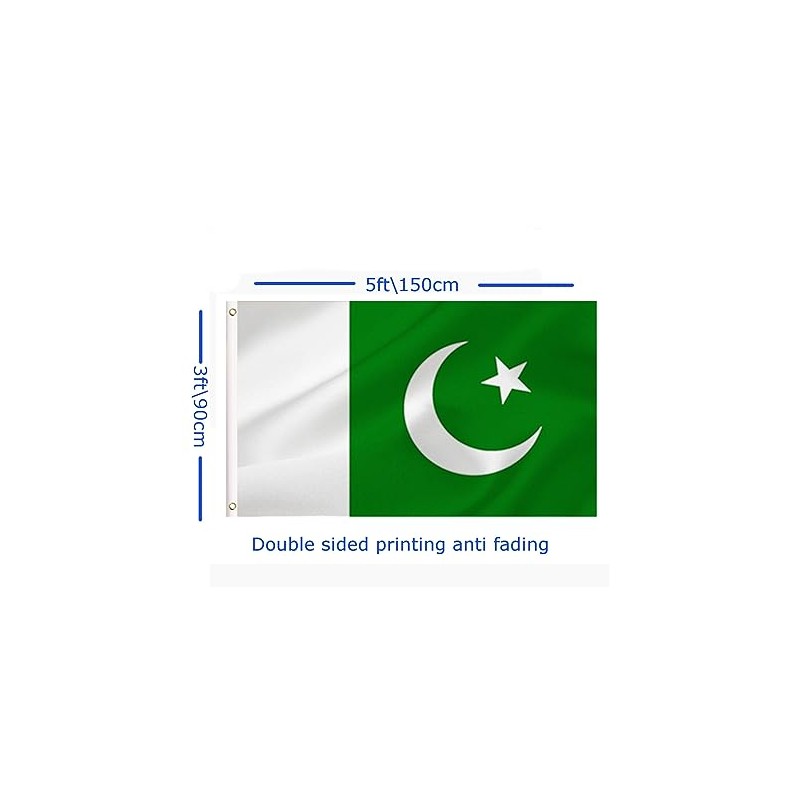 LARGE Pakistani Flag, 3x5Ft Pakistan Flags Banner For Indoor Outdoor