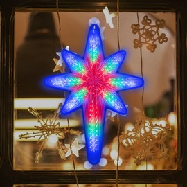 LAMPHOME 20" 44 LED Bethlehem Star with Movement,3D Bethlehem Star Digital Flash-Shooting Star - Hanging Outdoor Christmas,Use for Holiday Decoration, Porch Light, 3D Fixture, Advent Star (Multicolor)