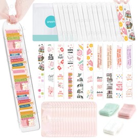 YOPPIX 15 Pieces Acrylic Bookmark Blanks (3mm) Thicken Clear Acrylic Bookmarks with 20 Pcs Book Lover UV DTF Sticker, 15 Pcs Ribbon, Bookmark Making Kit Suitable for DIY Your Crafts Gifts