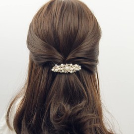 Women's Pearl Flower Motif Hair Barrette Hair Ornament (5 Petals)