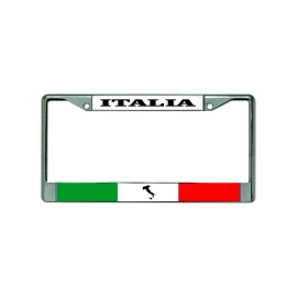 DIGIART ITALIA ITALIAN ITALY FLAG Chrome Metal Car License Plate Frame