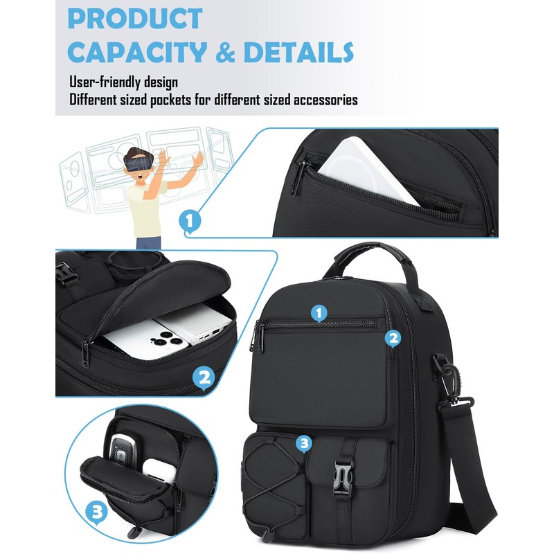 BISKLNDN Hard Carrying Case Compatible with Meta Quest 3S/Quest 3/Oculus