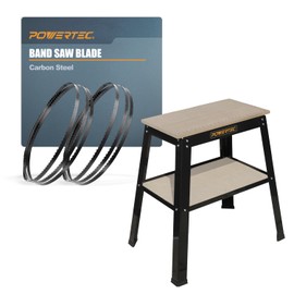 POWERTEC UT1002C 32" Work Power Tool Stand & 2pc 59.5" Bandsaw Blades 1/8" x 14 TPI, MDF Split Top Expands to 20"x25", for Wen 3959, Sears Craftsman, Porter-Cable, Ryobi, Delta, B&D & Skil 9" Band Saw