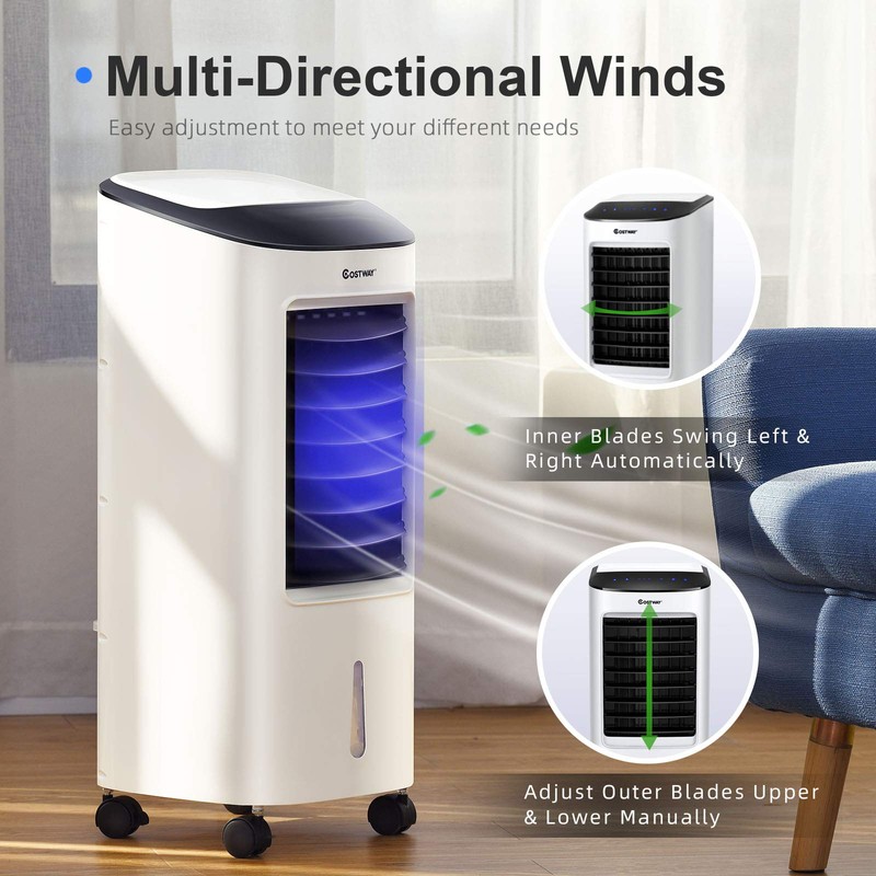 COSTWAY Evaporative Cooler, Portable Cooling Fan with Remote Control, 3-Mode,