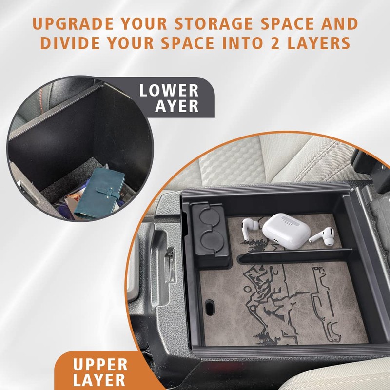 TripleAliners for 2023 Tacoma Center Console Organizer with Leather Trim