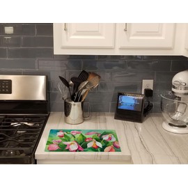 Caroline's Treasures DAC1674LCB Minnesota Pink and White Lady�s Slippers in Watercolor Glass Cutting Board Large Decorative Tempered Glass Kitchen Cutting and Serving Board Large Size Chopping Board